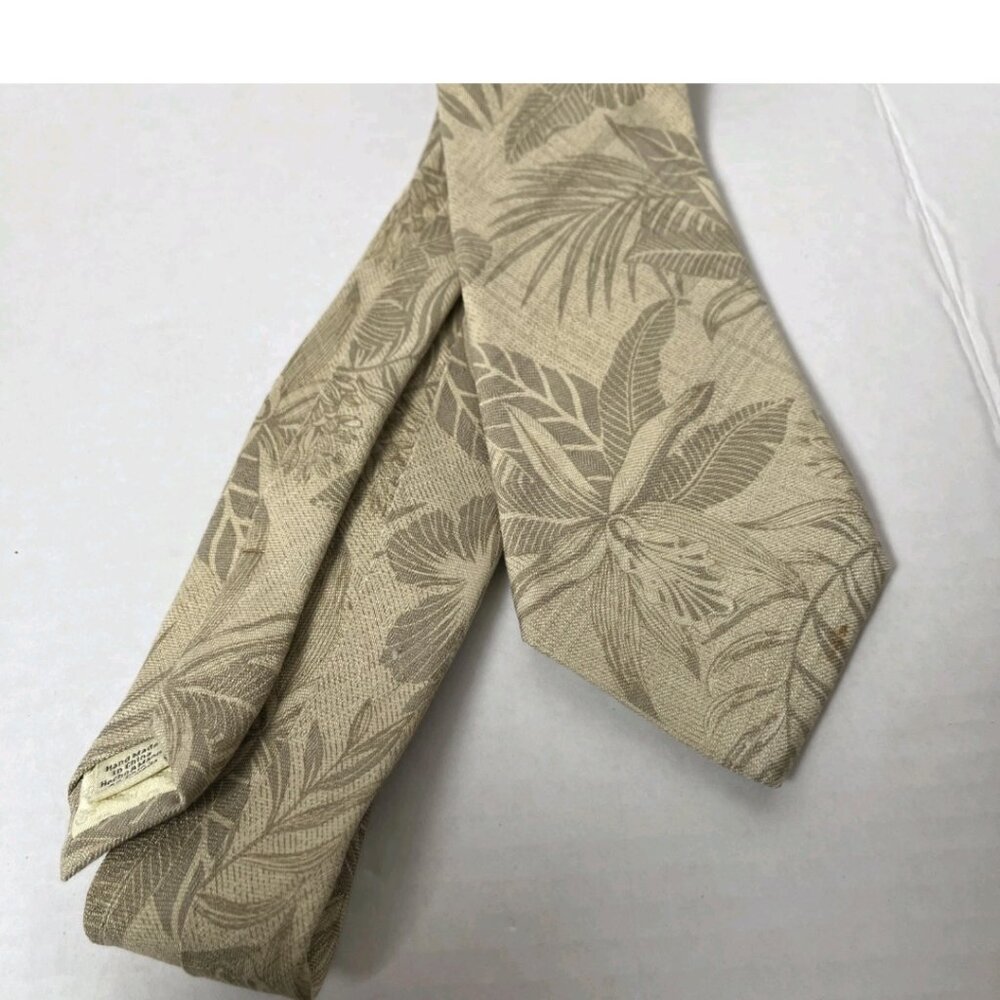 Tommy Bahama Silk Tie Beige Palm Leaf Coastal Wedding Resort Neutral